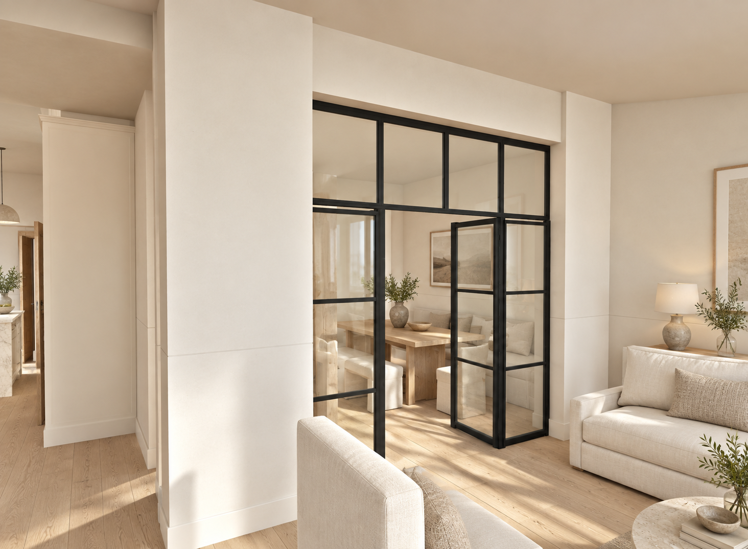 From the sitting room towards kitchen and dining
