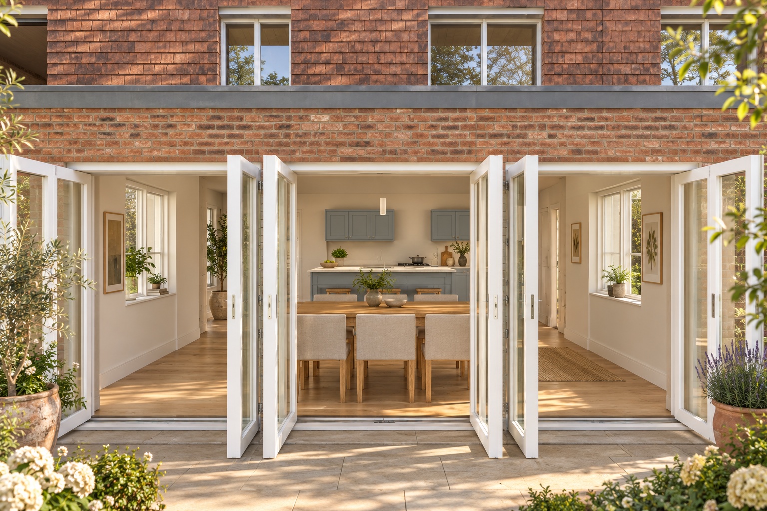 From the garden towards the dining extension