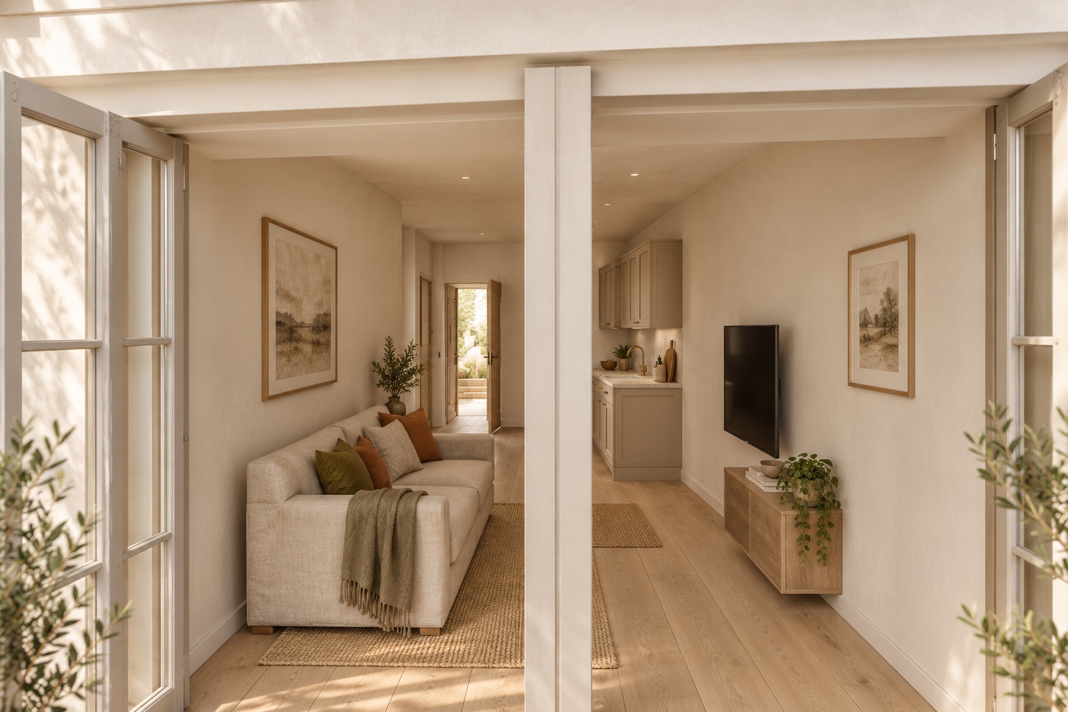 From the garden into the new annexe