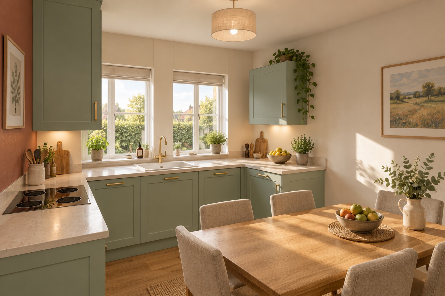 From the link corridor into the kitchen and dining room