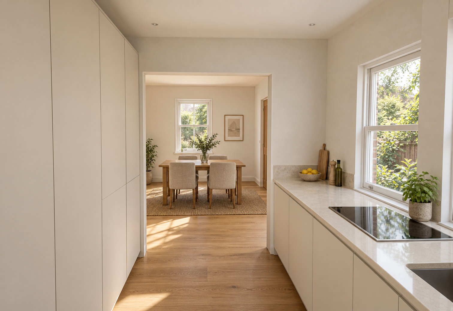 Kitchen towards dining