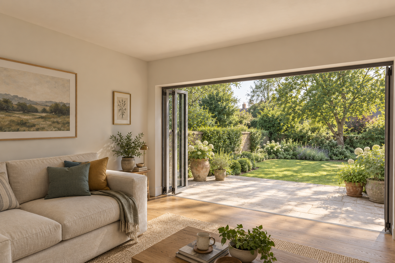 Inside the enlarged garden sitting room