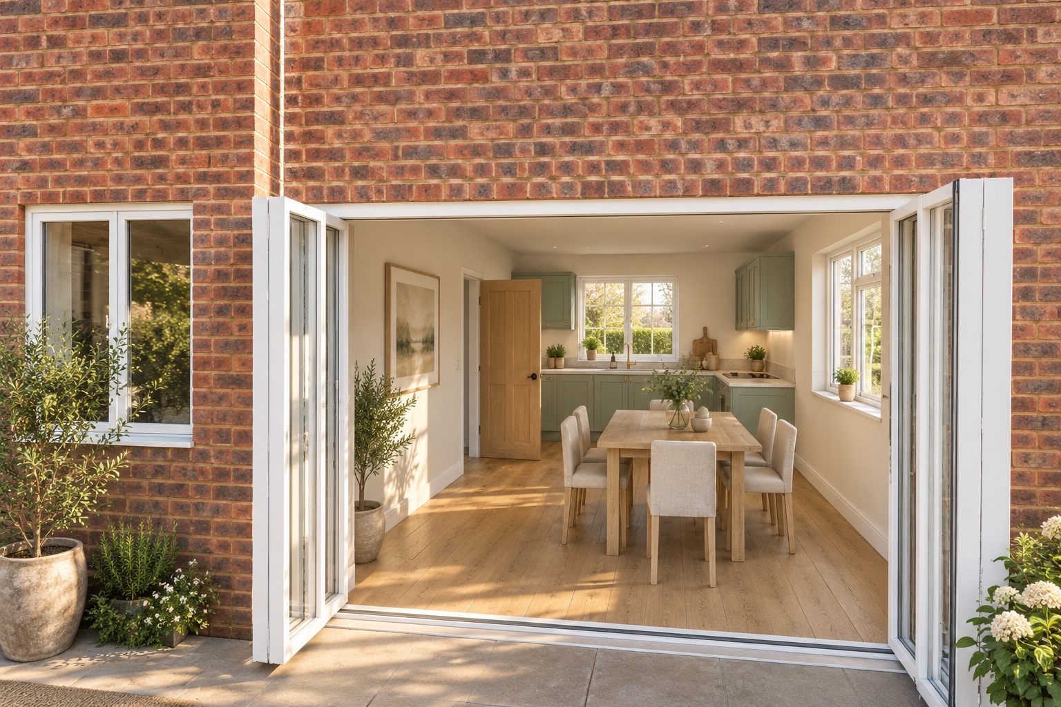 From the garden towards the new side extension