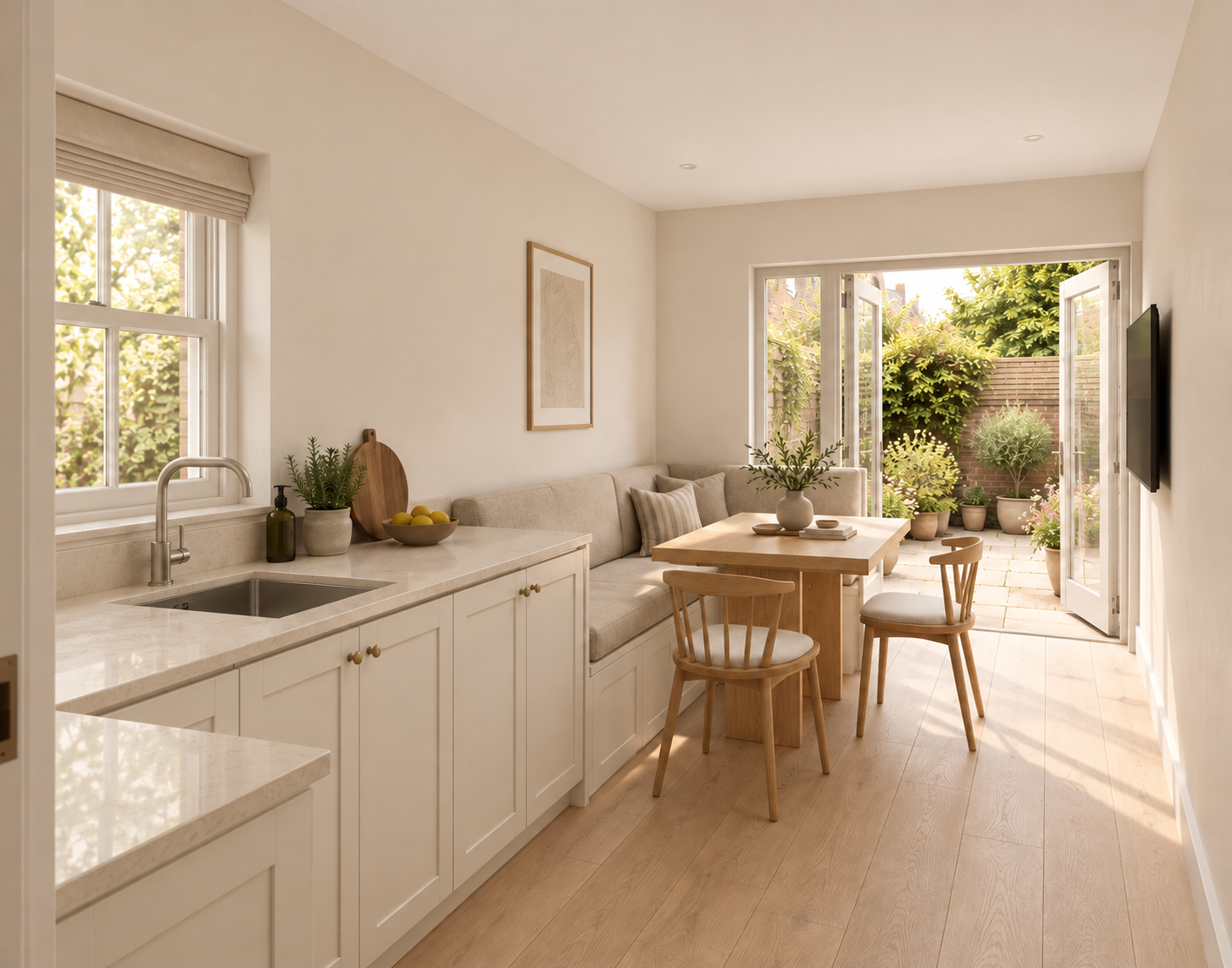 Digital sketch of the proposed kitchen and dining space