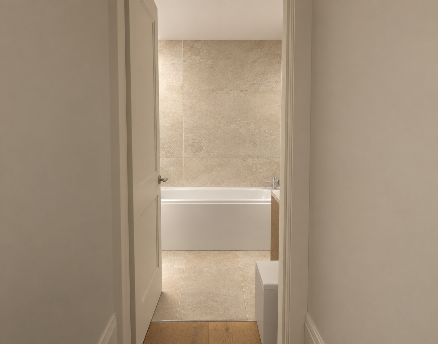 Into the bathroom from the hall
