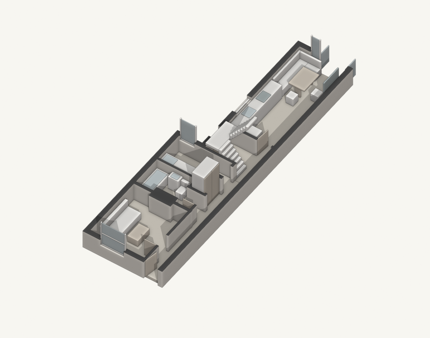 3D cutaway model showing how the rooms connect