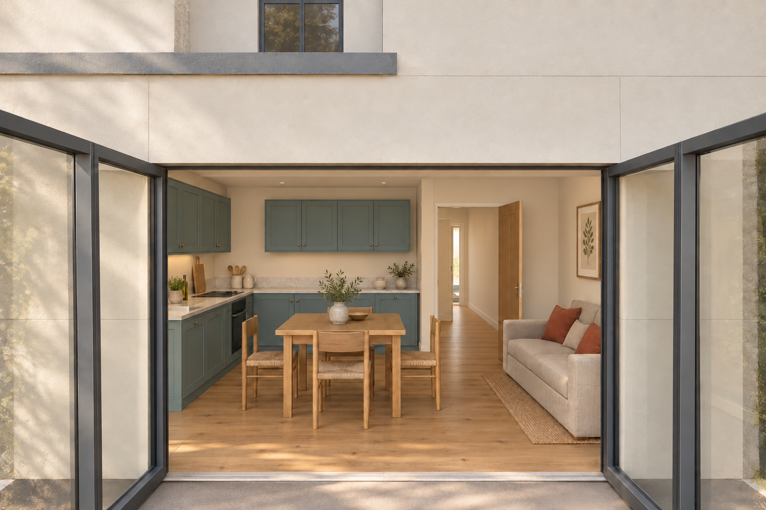 From the garden into the kitchen and family room