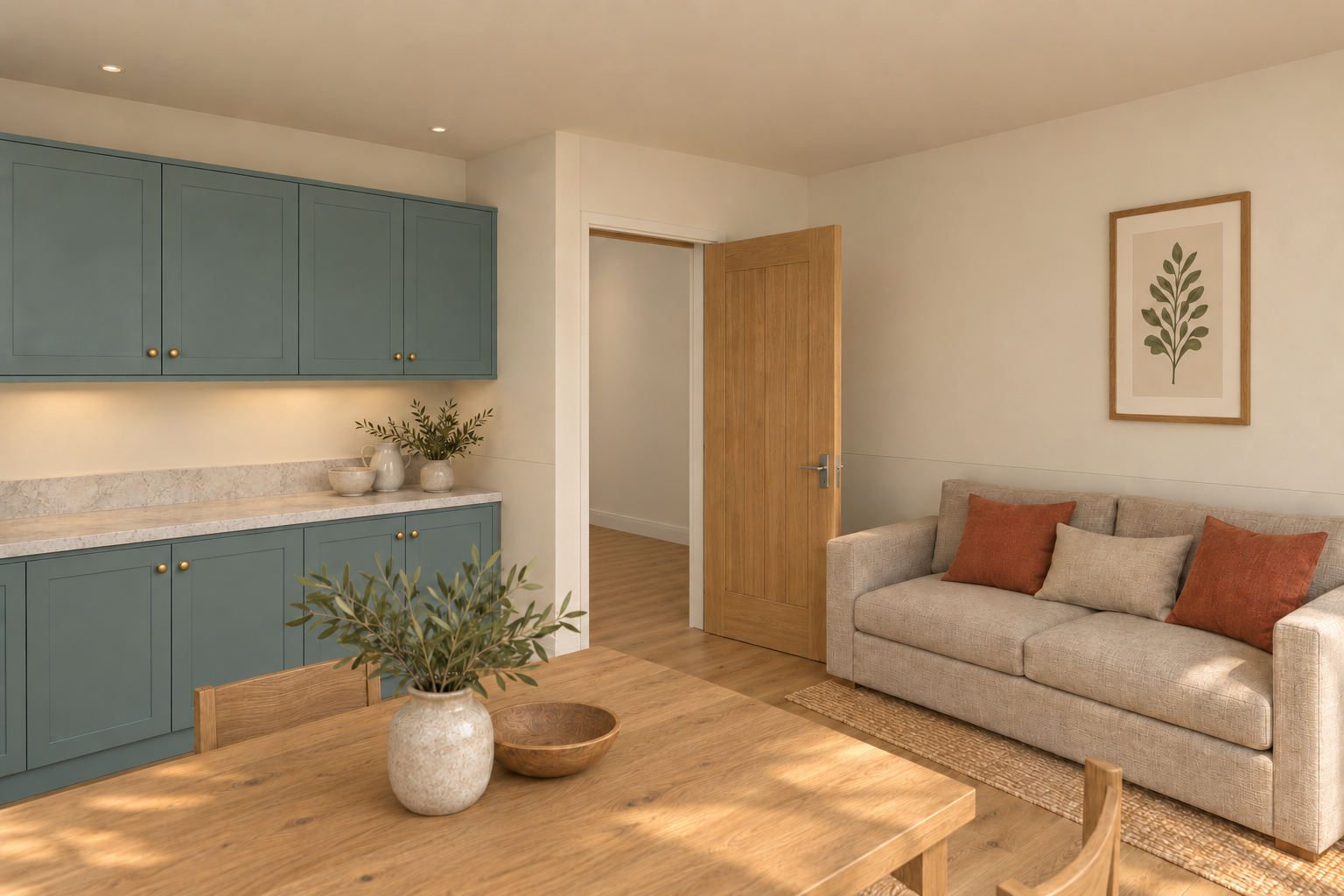 From the rear doors across the family room